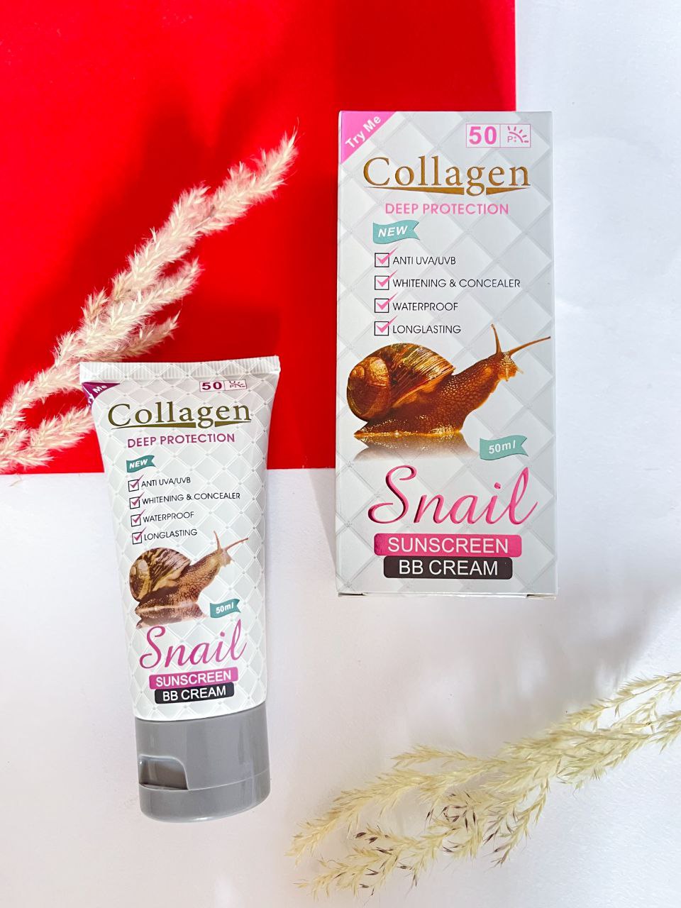 کرم ضدآفتاب گیاهی کلاژن BB حلزون رنگی با درجه SPF 50