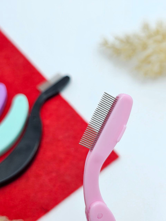 شانه مژه و ابرو کله فلزی تاشو