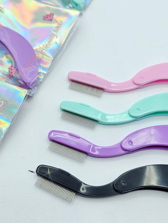 شانه مژه و ابرو کله فلزی تاشو